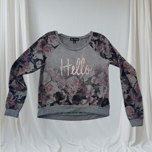 Floral 'Hello' Lightweight Sweatshirt size Medium
